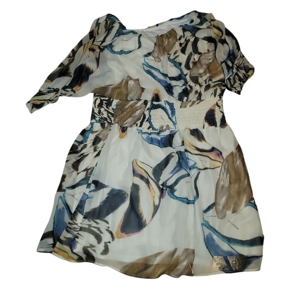Madison Paige II cream abstract animal print dress 3x half sleeve